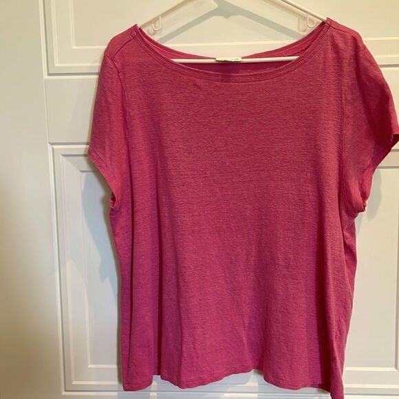 J.Jill Pink Love Linen Short Sleeve Top - Picture 1 of 5